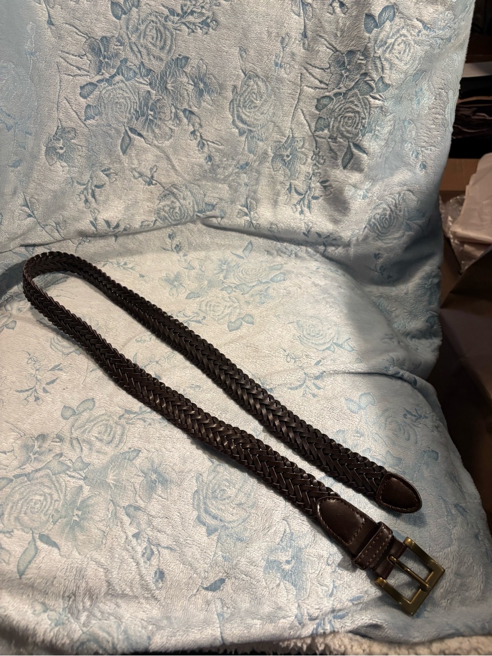Woven Leather Belt in Dark Brown